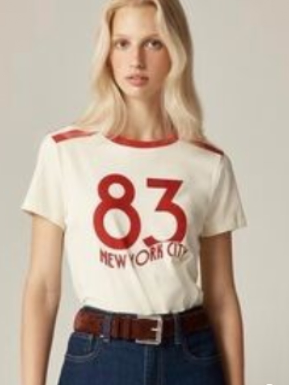 NWT RARE COLLECTOR J. Crew Cream Short-Sleeve Tee with Red '83 New York Graphic
